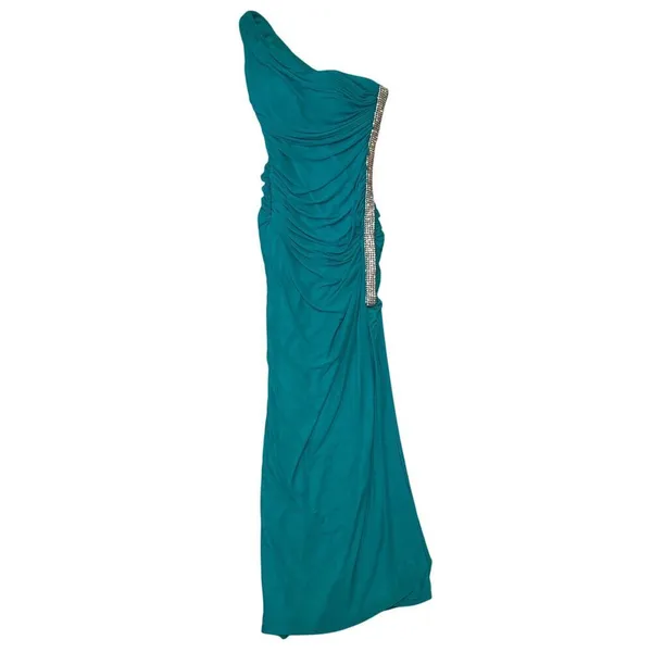 Jump Apparel Women’s Cocktail/ Prom Dress 3/4 Size Teal & Silver - Image 3