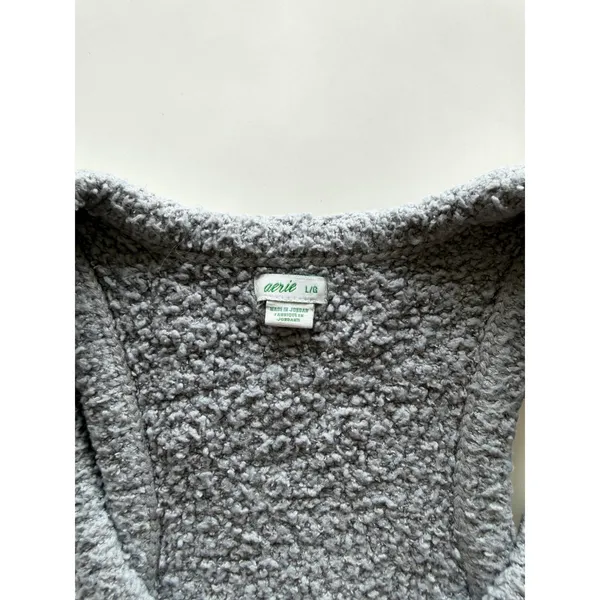 Aerie Grey Sherpa Popcorn‎ Knit Racerback Crop Tank Top Womens Large - Image 3