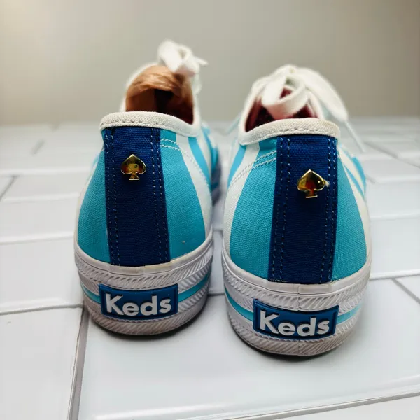 Keds X Kate Spade Cabana Stripe Platform Sneakers Women 7 White‎ Blue Nautical - Image 12