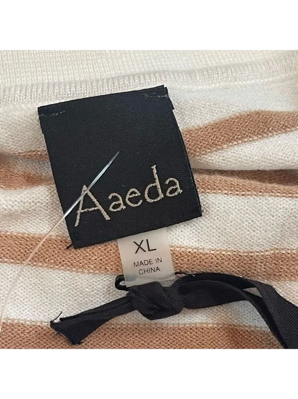 Aaeda Polo Collar Stripe Sweater Gold Metallic short sleeves Sz XL - Image 8