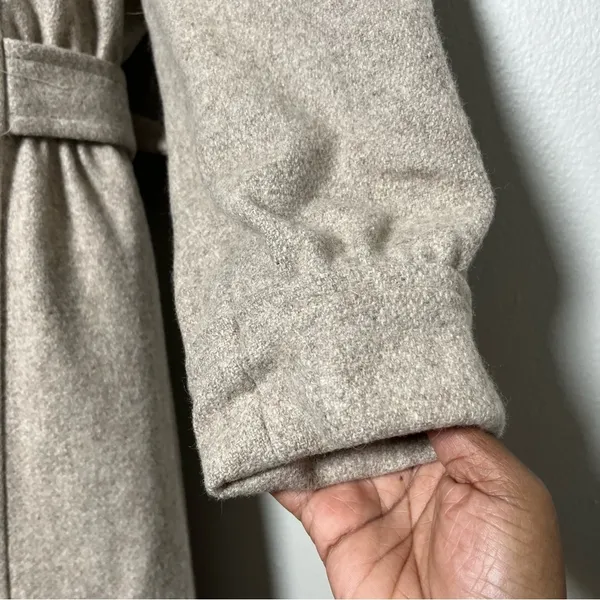 VTG 40s 50s Women Wool Coat Small Tan Longline‎ Hooded Scarf USA Made Lined - Image 5