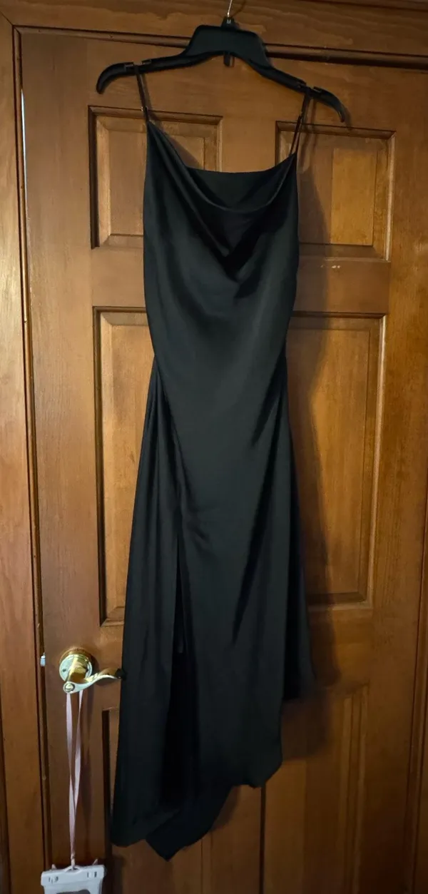 Forever 21 Black Satin Cowl Neck Slip Dress - Image 2