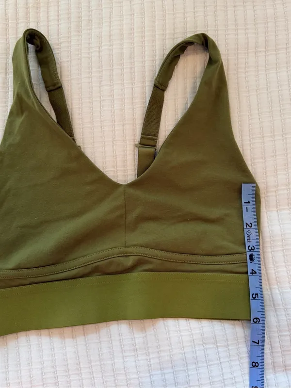 Fabletics Olive Green V-Neck Strappy Back Sports Bra - Image 8