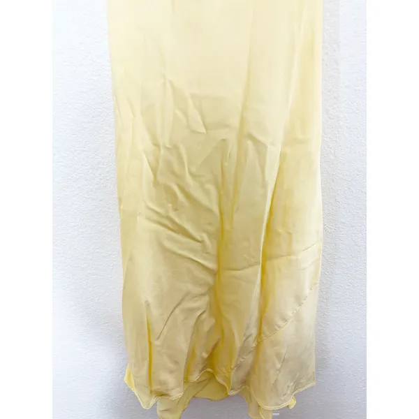 Zara Butter Yellow Satin Cowl Neck Midi Slip Dress Size Large Cocktail Wedding - Image 9