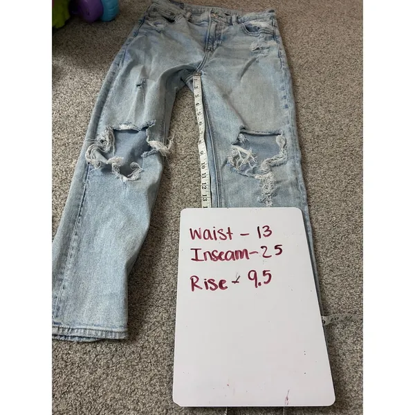 American Eagle Super High-Rise Ankle Straight Distressed Light Wash Jeans 0 S - Image 7