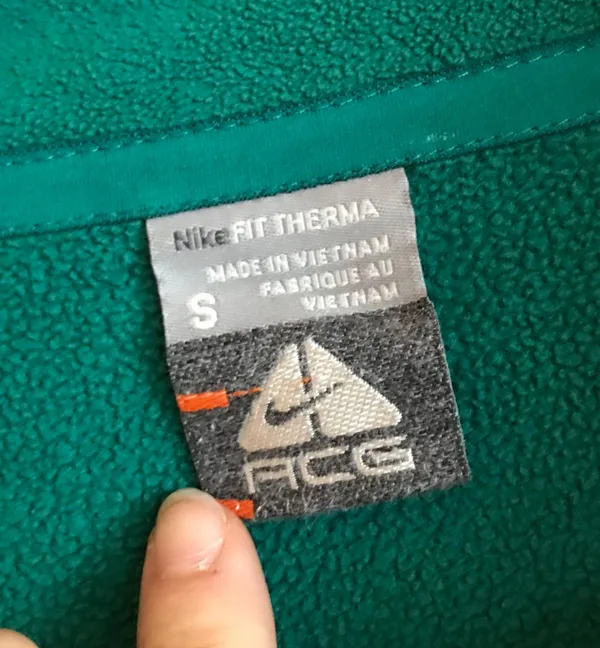 Nike GREEN ACG COLLAB QUARTER ZIP LOGO EMBROIDERED SWEATSHIRT TOP FLEECE - Image 4