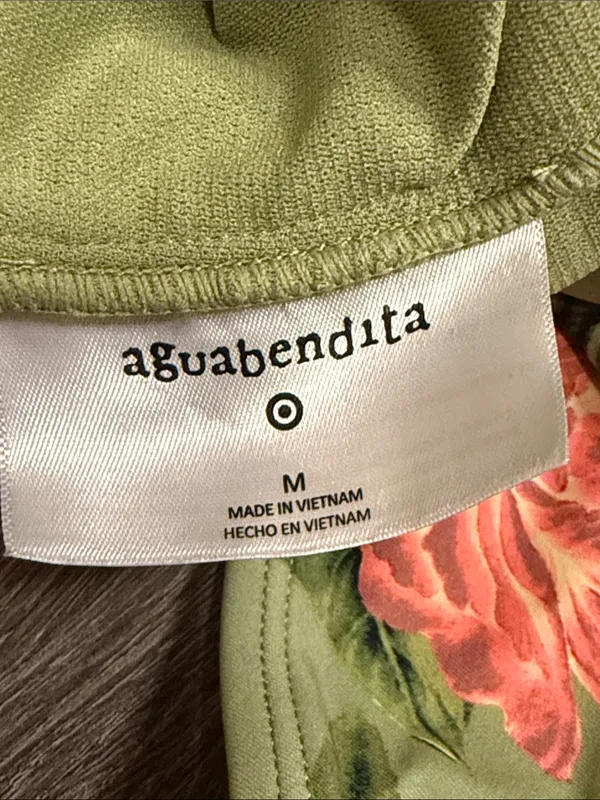 Agua Bendita Olive Green Floral Long Sleeve One-Piece - Image 3
