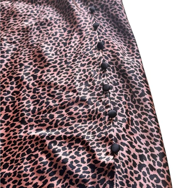Victoria’s Secret PINK Satin Leopard Midi Slip Skirt Pink Black Bias Cut XL NWT - Image 7