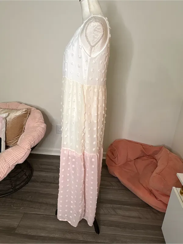 Andrée by Unit Maxi Dress M Pink White Swiss Dot - Image 5