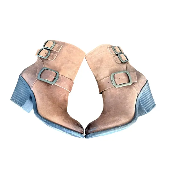 Lucky Brand Tommie Tan Leather Triple‎ Buckle Moto Ankle Boots 6.5M LP gorpcore - Image 3