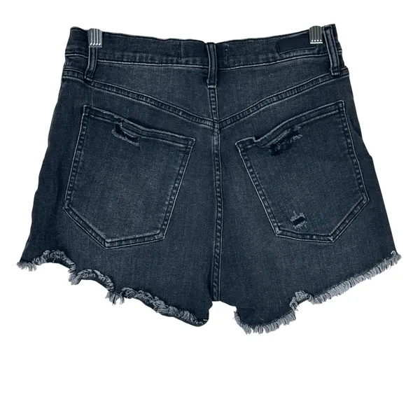 Abercrombie & Fitch Denim Shorts Womens 6 Black Distressed High Rise Grunge Punk - Image 4