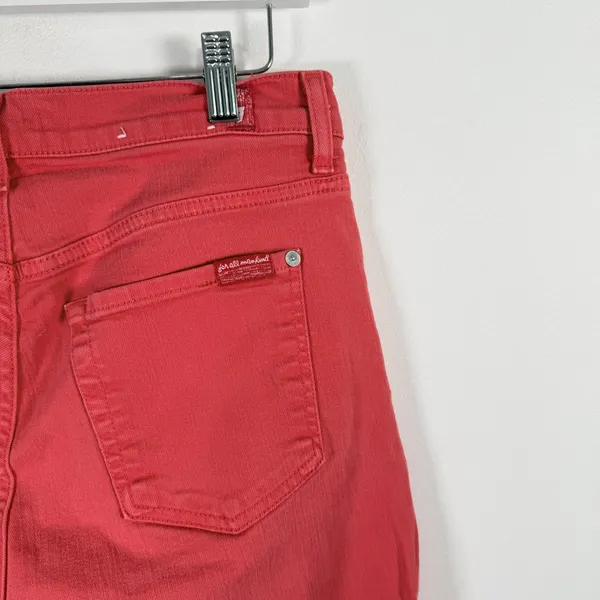 7 For All Mankind Alexa Wide Leg Cropped Jeans Red Raw Hem Boho Womens 30 - Image 10