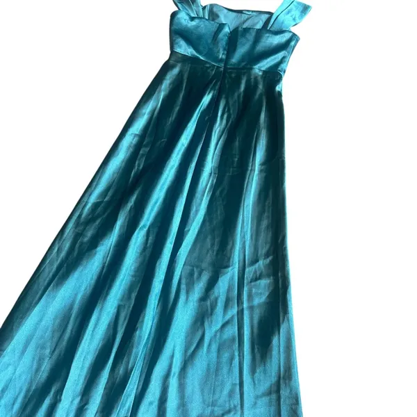 Birdy Grey Mia Shiny Satin Dress Gown Sea Glass High Slit Small Women's NWT - Image 10