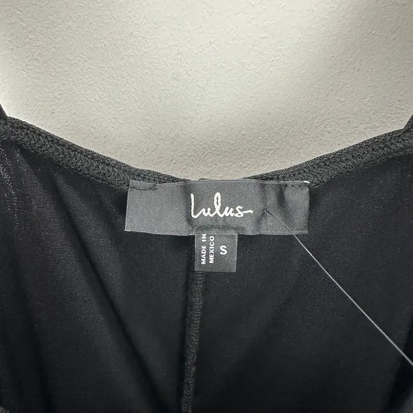 Lulus Amazing Presence Black Mesh Ruched Column Maxi Dress Long Formal Small NWT - Image 7