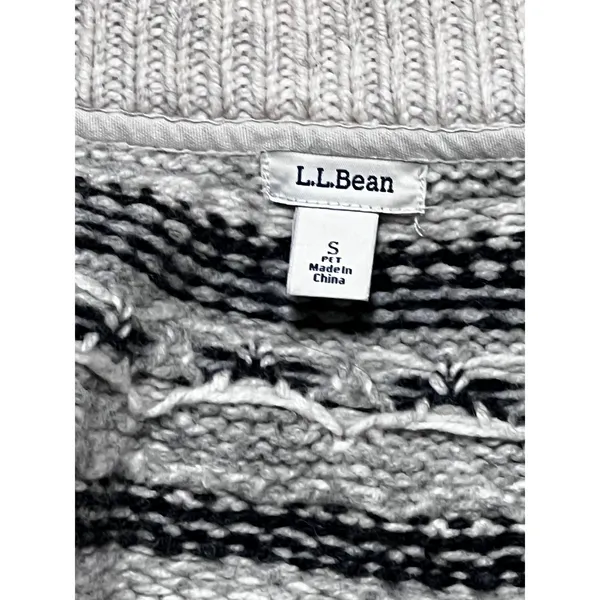 LL Bean Fair Isle PET 100% LambsWool Zip Up Sweater Jacket Nordic‎ Size Small - Image 3
