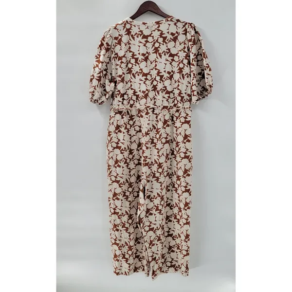 Universal Thread Puff 3/4 Sleeve Jumpsuit 2X Womens Brown Tie Waist Wide Leg ASO - Image 6