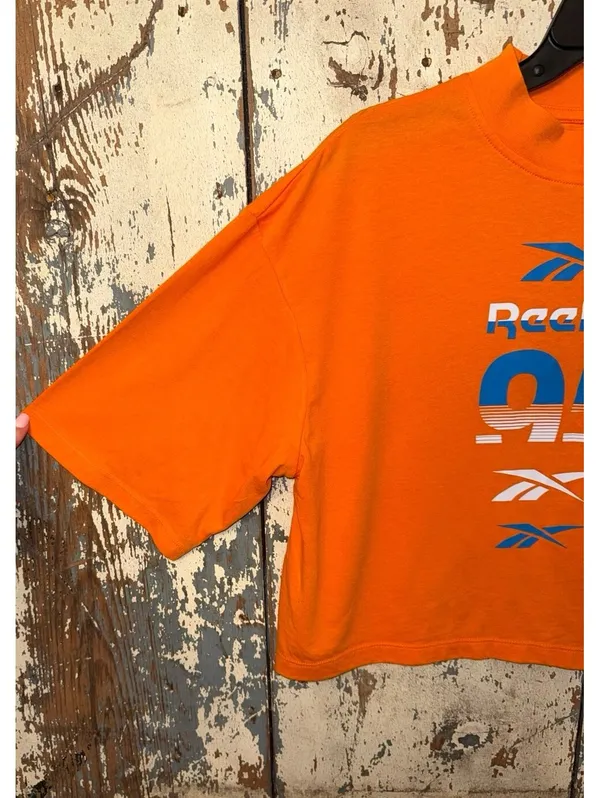 Reebok Women's MYT Crop Graphic 95 T-shirt Orange sz Small Retro Streetwear - Image 3