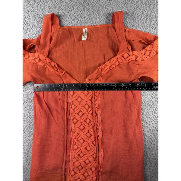 Women Large Cold Shoulder Top Cottagecore Peasant Romantic Coastal‎ Nautical Y2K - Image 3