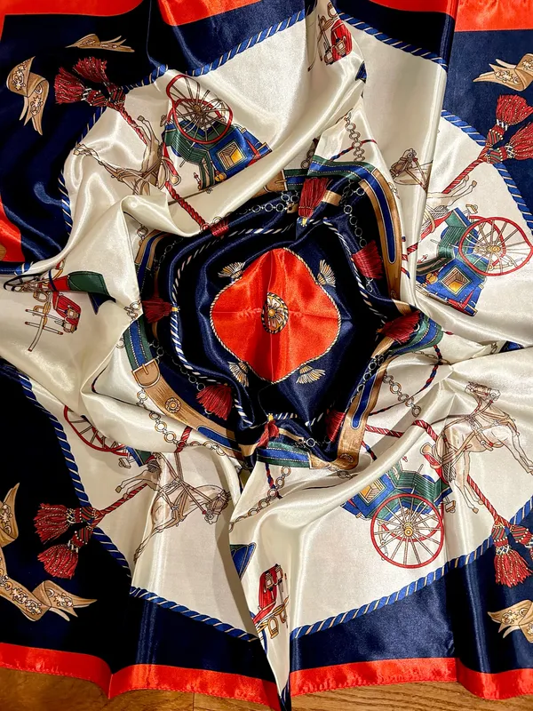 Vintage Regal Carriage&Horse EQUESTRIAN oversized square Silk Scarf 35/35 - Image 14