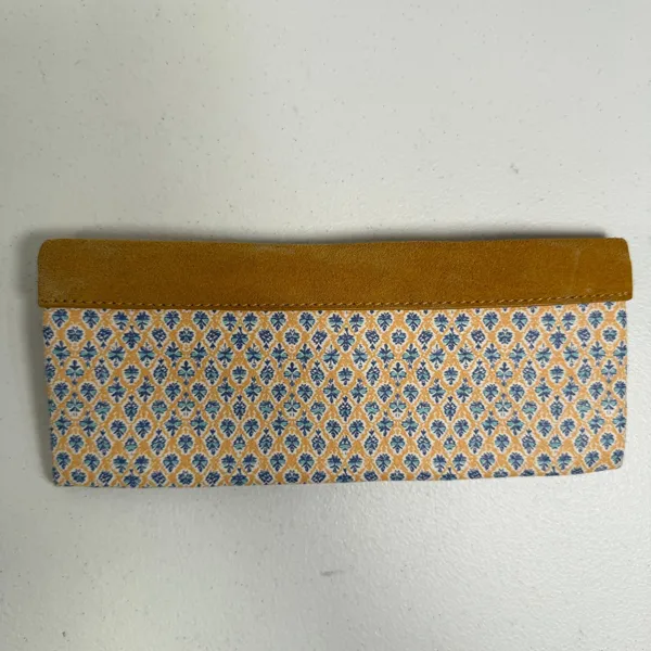 Anthropologie Georgia Penil Pouch Envelope Clutch Mustard Yellow Suede Boho Bag - Image 4