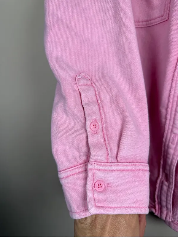 Aerie Lumber Jane Pink Terry Cloth Cotton Button Up Shacket - Size S - Image 6