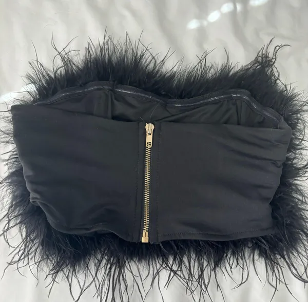 - The Night Is Ours Feather Crop Top - Image 5