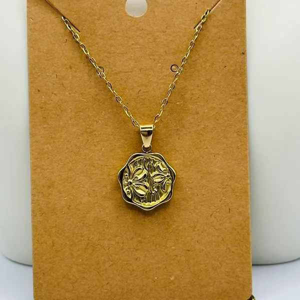 Gold Stainless Steel Pendant Necklace - Image 2