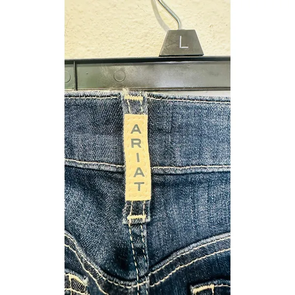 ARIAT R.E.A.L. Denim Dark Wash Silver Fringe Accent Side High Rise Flare Jeans - Image 14