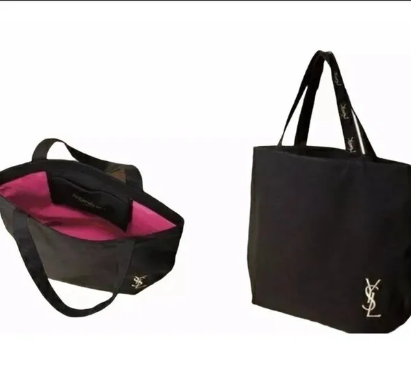 Yves Saint Laurent NEW  Parfums Black canvas Tote Bag - Image 2