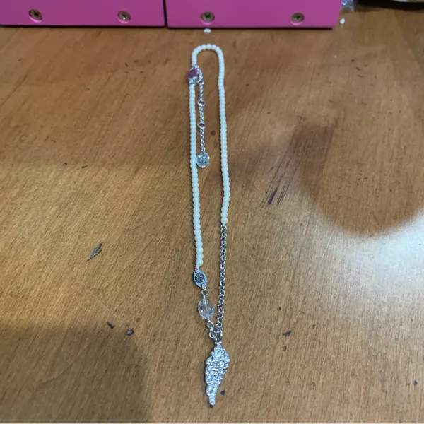 Juicy Couture Pam Gela Pearl and Silver Angel Wing Charm Necklace - Image 3