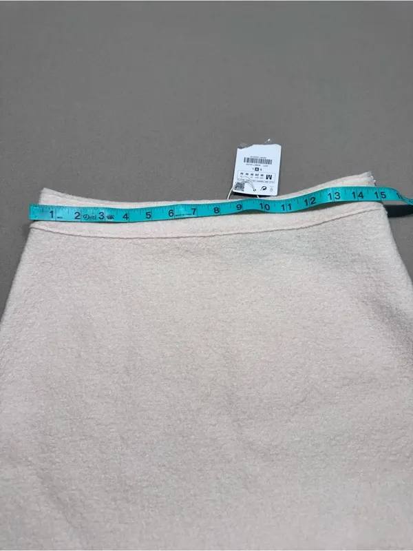 Zara Knit Cream Wool A-Line Mini Skirt - Image 5