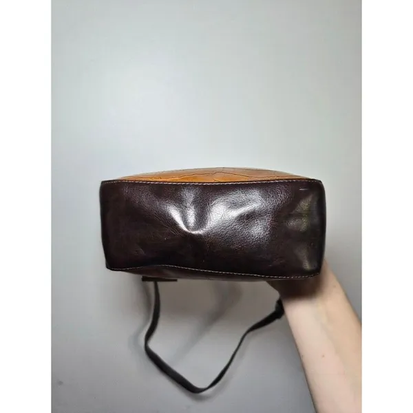 Western Y2K Croc-Embossed Y2K Heart Accent Shoulder Bag - Brown/Ta - Image 8