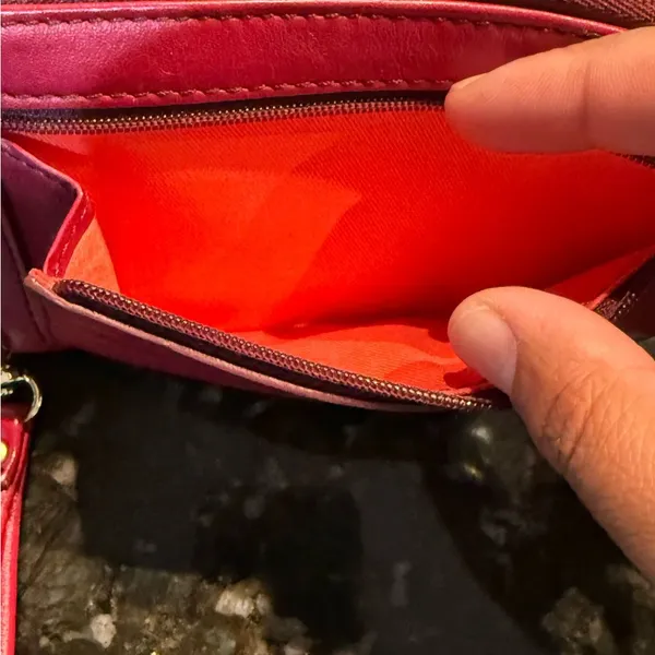 Fossil Red‎ Leather Zip Around Clutch Wallet Card Organizer Wrist Strap R - Image 4