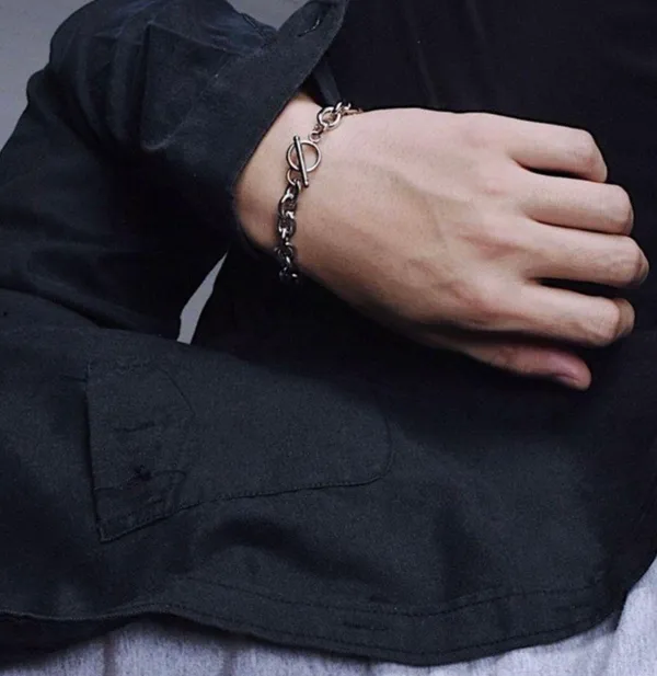 Titanium Steel Link Chain Bracelet for Men Women, Punk Hip Hop Bracelet - Image 6