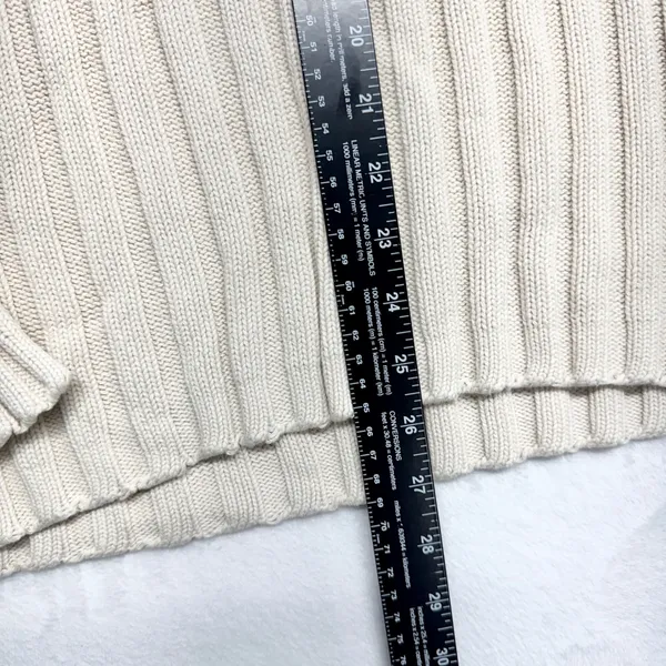 Banana Republic Ribbed Turtleneck Sweater‎ Womens L Cream Classic Cotton Size L - Image 2