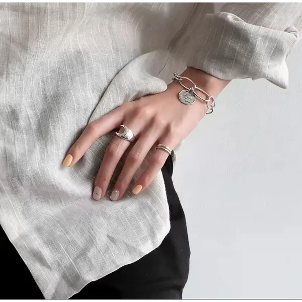 Boutique NEW‎ UNIQUE SILVER ABSTRACT RING, OPEN RING, SILVER ADJUSTABLE RING, UNISEX RING - Image 8