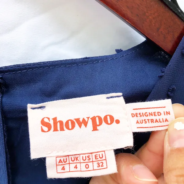 Showpo | NAVY KNOW WHAT YOU WANT DRESS SWISS DOTS RUFFLE SKIRT MINI SIZE 0 - Image 9
