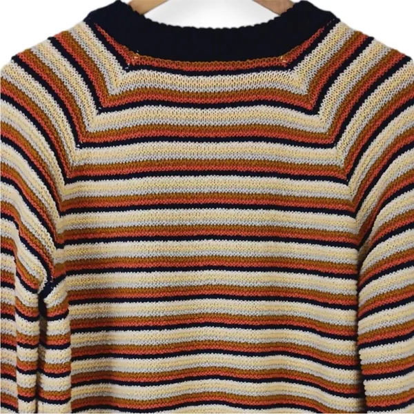 Madewell SZ S Arden V-Neck Crop Striped Pullover Sweater In Stripe - Image 5