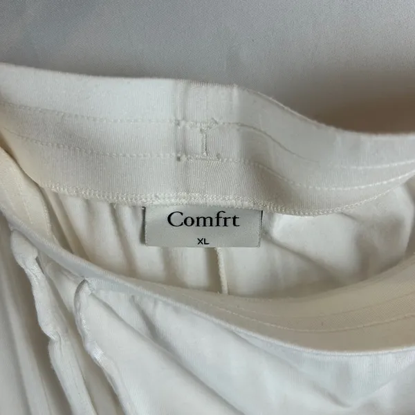 Comfrt Pajama Set Womens XL Cream White Black Piping Long Sleeve Wide Leg‎ Pants - Image 15