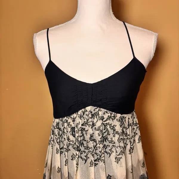 Laundry by Shelli‎ Segal Silk Blend Midi Dress Size 6 Black Empire Waist - Image 3