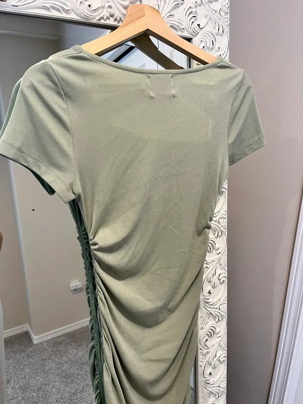 Princess Polly Bodycon Ribbed Mini Dress Sage Green - Image 7