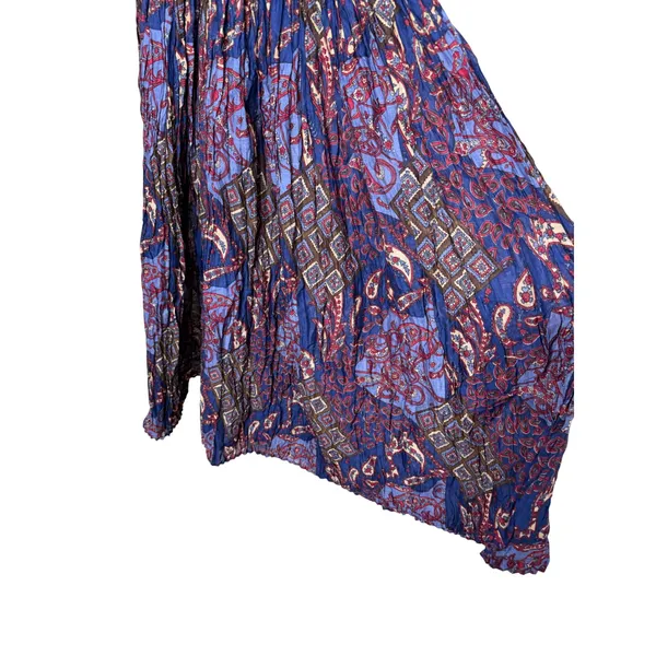 Bobbie Brooks Anywhere Blue Paisley Cotton Crinkle Maxi Skirt Womens Large Boho - Image 3