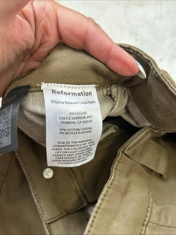Reformation Bilijana Relaxed Cargo Pants Olive - Image 7