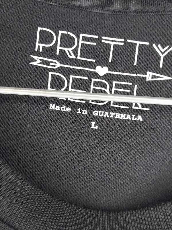 Pretty Rebel Cropped Long Sleeve 'I'd Rather Be Exploring' Graphic Tee NWT Black Size L - Image 4