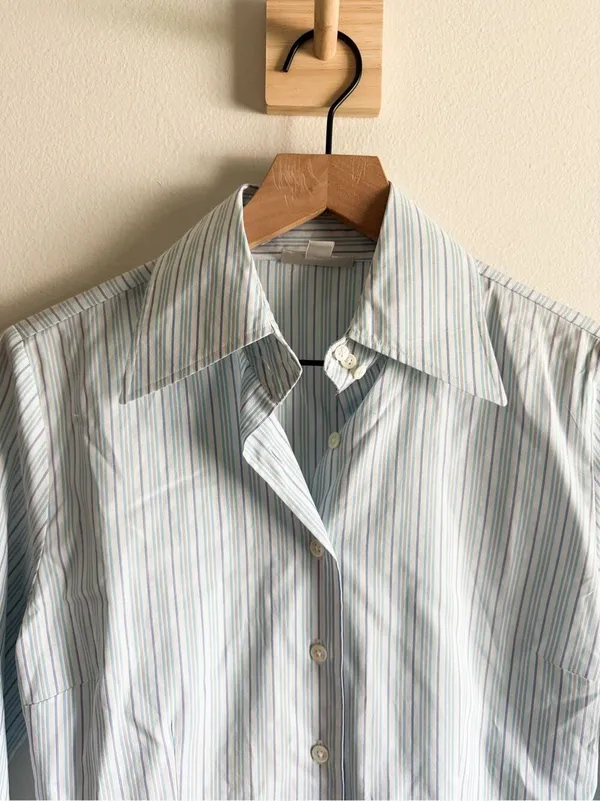 Faconnable Blue Stripe Tailored Shirt Size S Blue - Image 5