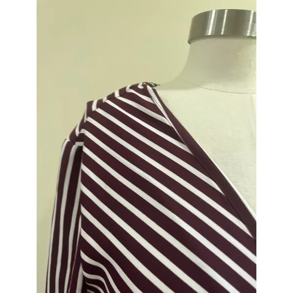 Banana Republic Brown Stripe Faux Wrap Career Office‎ Midi Dress Size 6 - Image 5