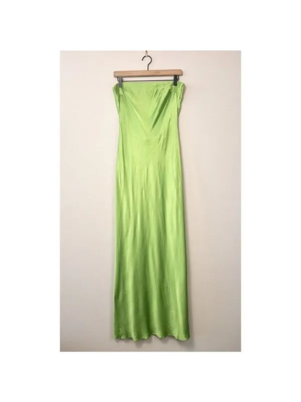 Bec + Bridge Moon Dance Strapless Dress 10 Sweet Pea Green Satin Cutout Draped - Image 6