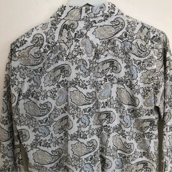Ariat paisley w/Silver threads long sleeve Pearl Snap western shirt M - Image 7