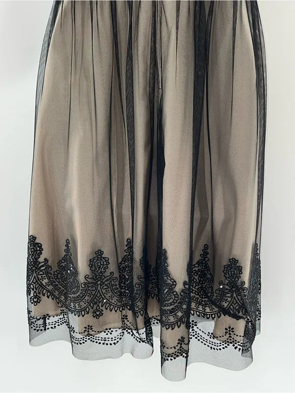 David’s Bridal Caviar Beaded Black Netting Over Beige Lining Cocktail-Size 8 - Image 12