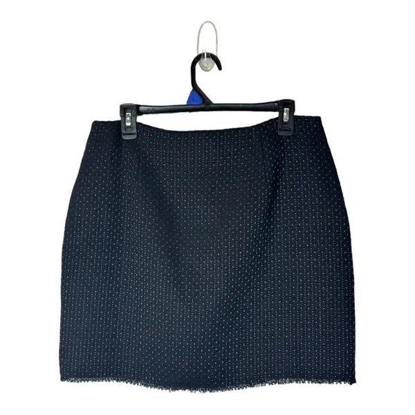 L Academie Skirt Women Large‎ Black Tweed Fringe Hem A Line The Marla Mini NWT - Image 3